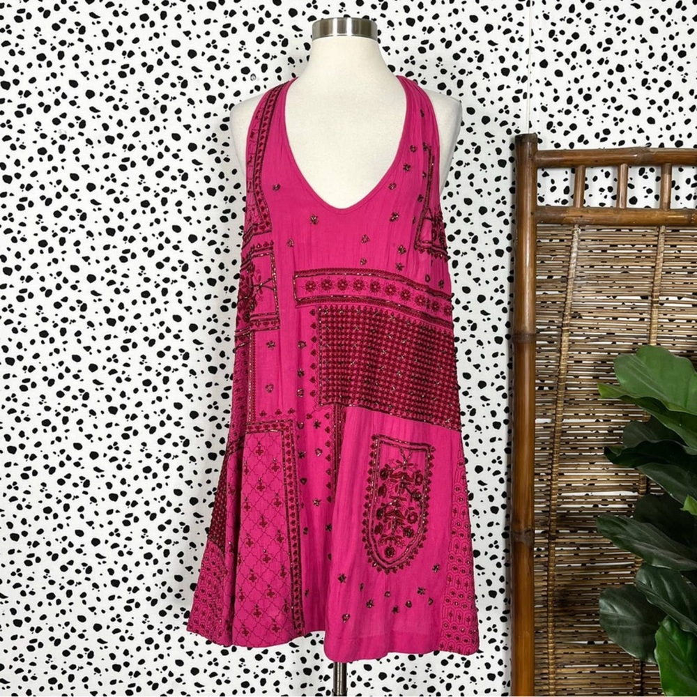 Free People | Intimately Country Nights Embroidered Embellished Pink Slip Dress